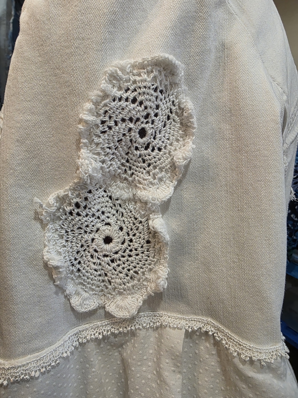 Boho Layered Lace Ruffle Duster Jacket - Upcycled - Picture 6 of 9